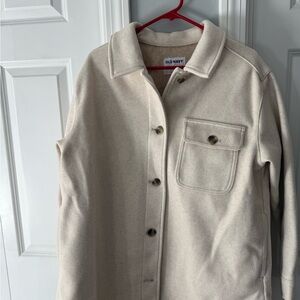 Old Navy Beige Button-Up Shirt Jacket